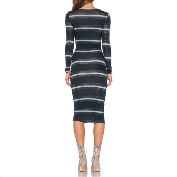 YFB Revolve Rudy Dress Size S Midi Lightweight Bodycon Long Sleeve Striped NEW - Picture 3 of 9